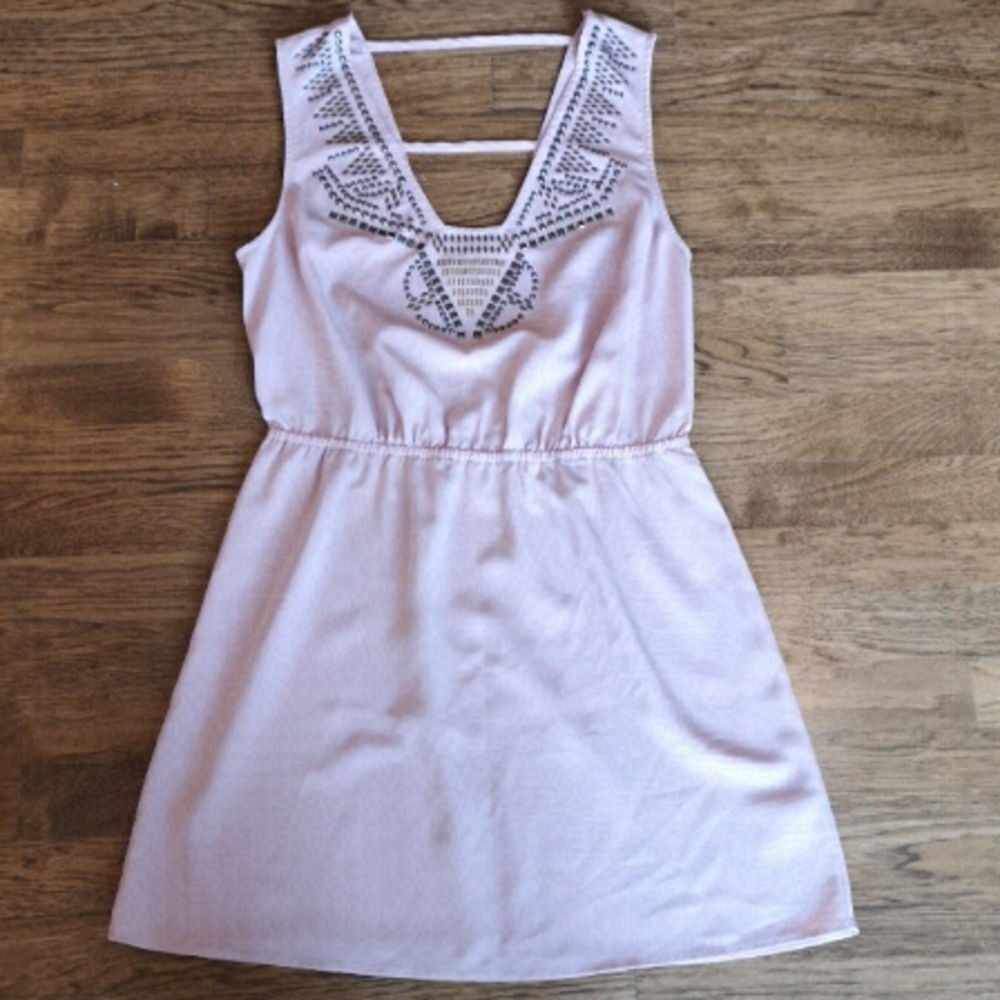 Ecote Beige Sleeveless Dress With Studs Medium